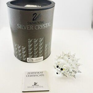 SWAROVSKI Silver Crystal Hedgehog Porcupine Figurine Medium 7630 Box Austria